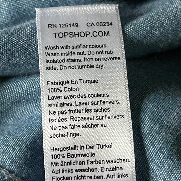 Topshop Faux Wrap Midi Dress Tie Chambray | Size 6 - Picture 9 of 12